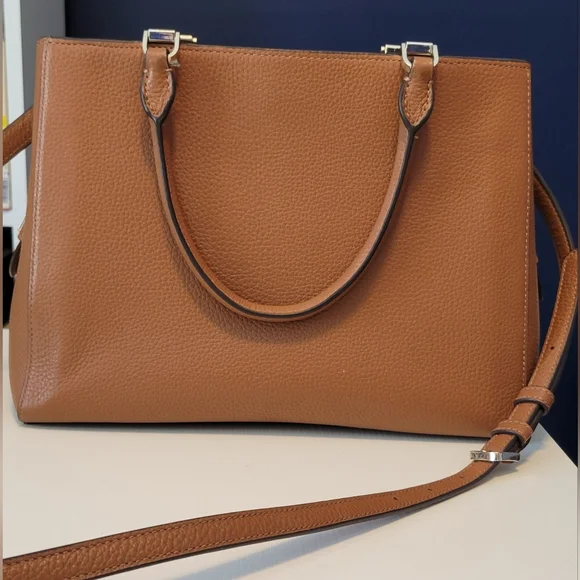 KATE SPADE Leila Brown Leather Satchel Triple Compartment 11" X 8" X 5" - Picture 14 of 15